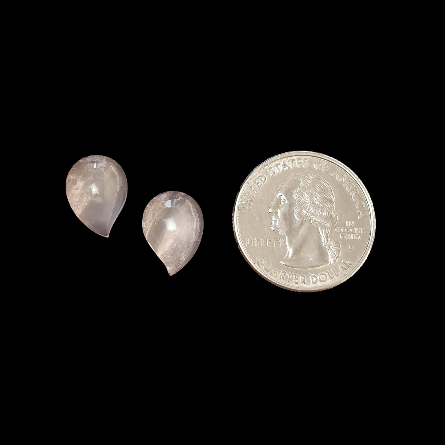 PINK ROSE QUARTZ Gemstone Cabochon : 9.80cts Natural Untreated Unheated Quartz Leaf Shape 14*10mm Pair