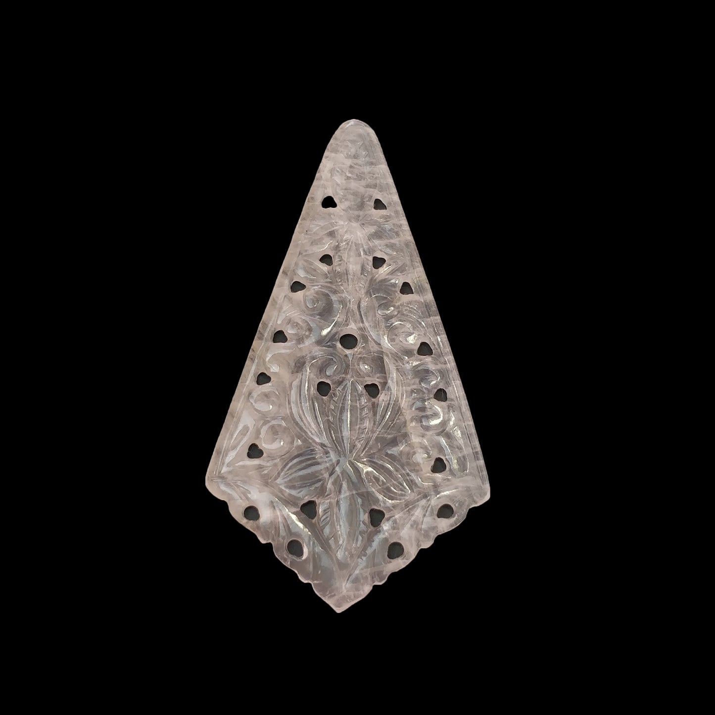 PINK ROSE QUARTZ Gemstone Carving : 44.40cts Natural Untreated Quartz Hand Carved Uneven Shape 65.5*36.5mm