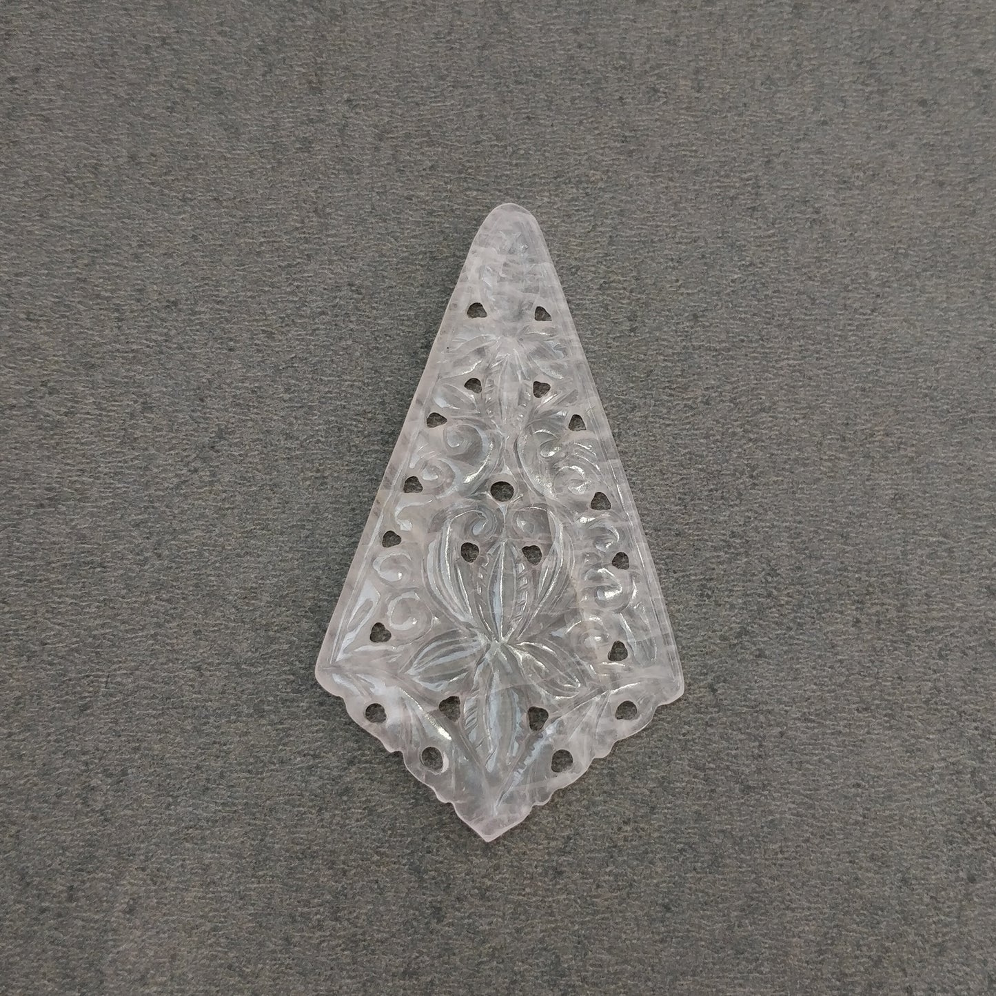 PINK ROSE QUARTZ Gemstone Carving : 44.40cts Natural Untreated Quartz Hand Carved Uneven Shape 65.5*36.5mm