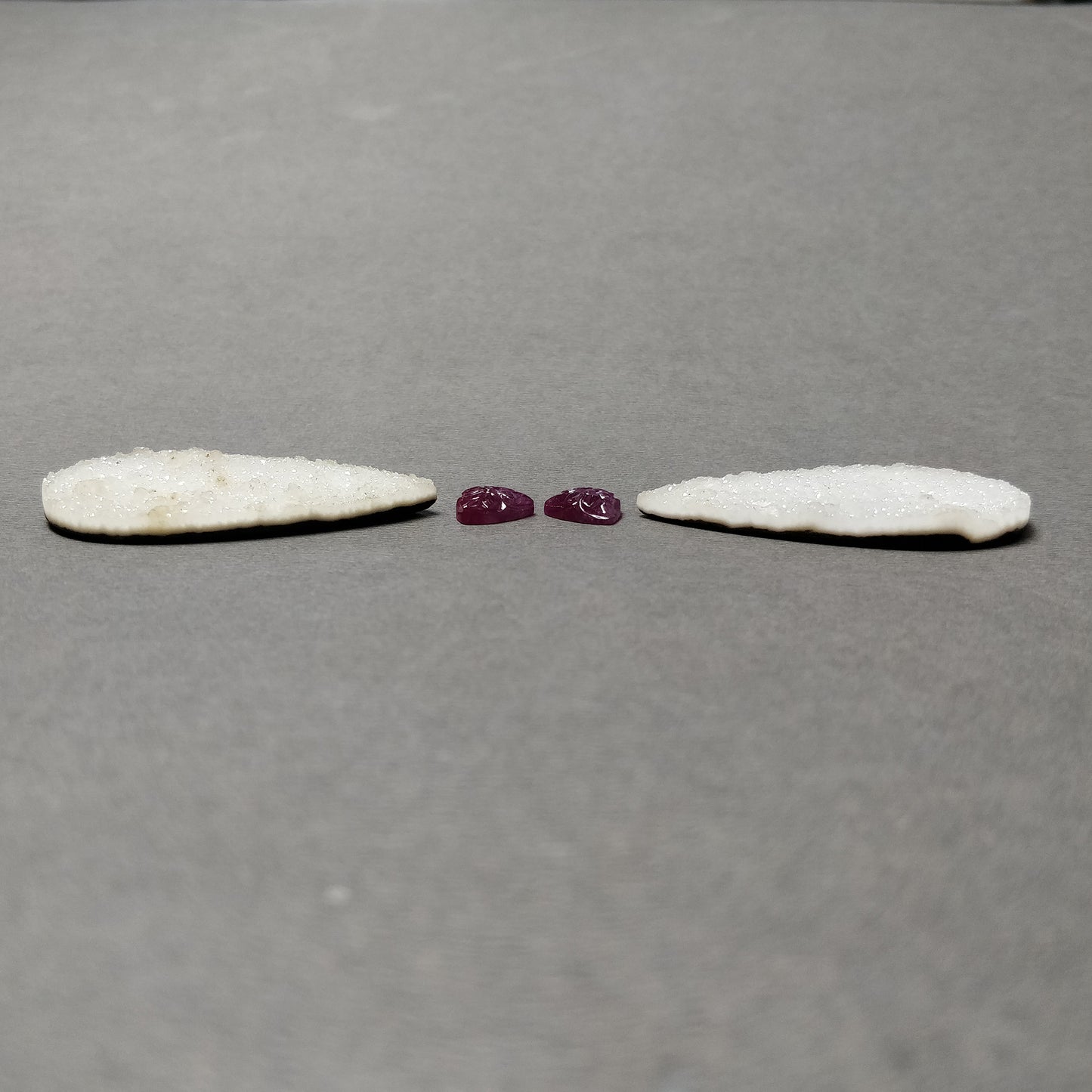 White Druzy & Red Ruby Gemstone Carving : 106.10cts Natural Untreated Rare Druzy Pear Triangle Shape 10mm - 50*28mm 4pcs
