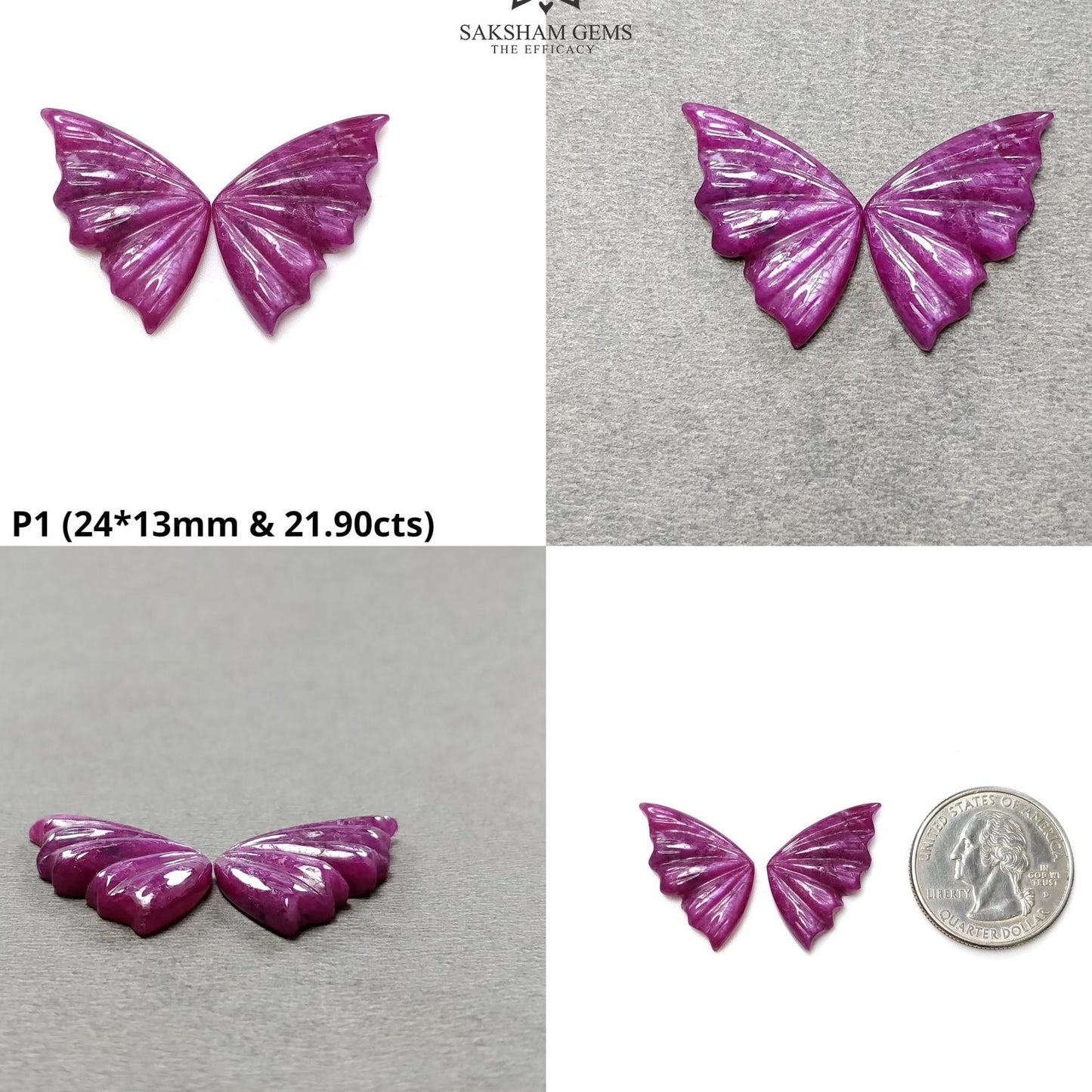 RUBY Gemstone Carving : Natural Untreated Unheated Red Ruby Hand Carved Butterfly And Angel Wing