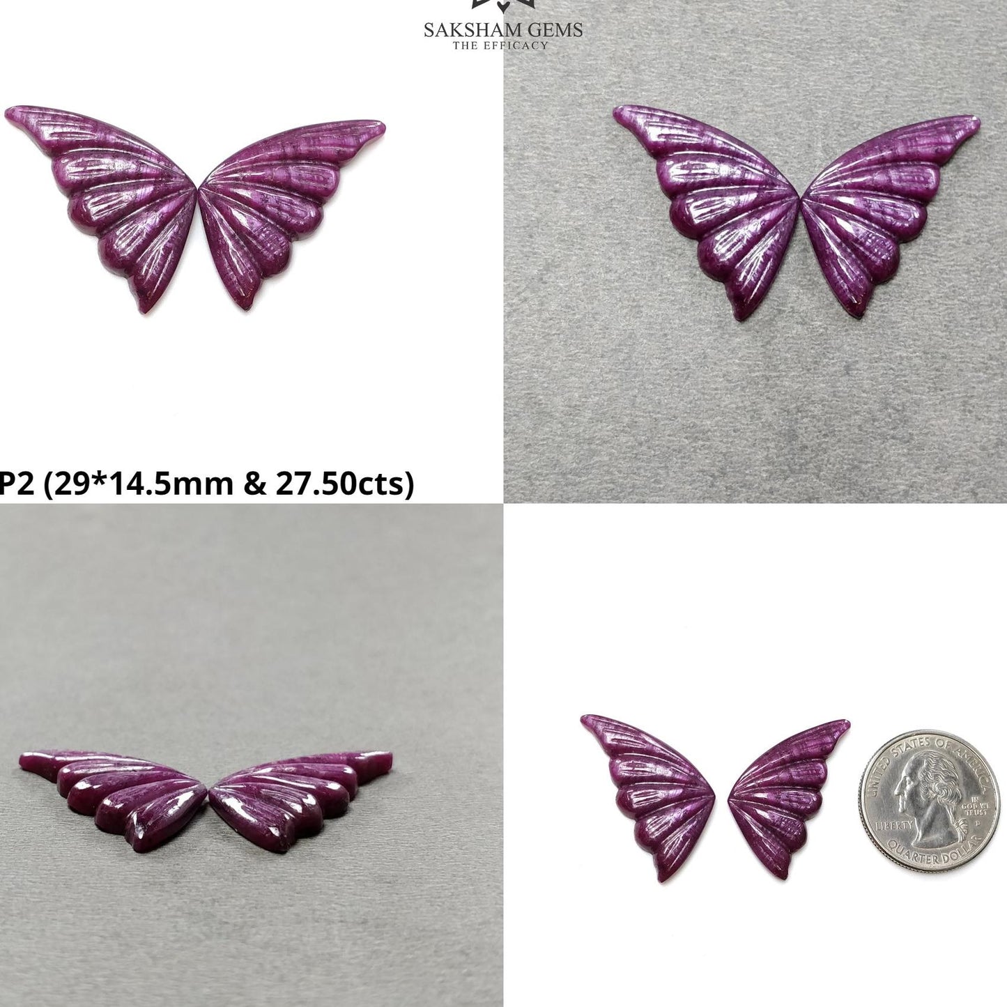 RUBY Gemstone Carving : Natural Untreated Unheated Red Ruby Hand Carved Butterfly And Angel Wing