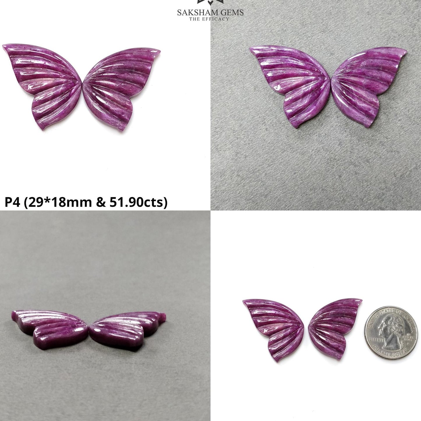 RUBY Gemstone Carving : Natural Untreated Unheated Red Ruby Hand Carved Butterfly And Angel Wing