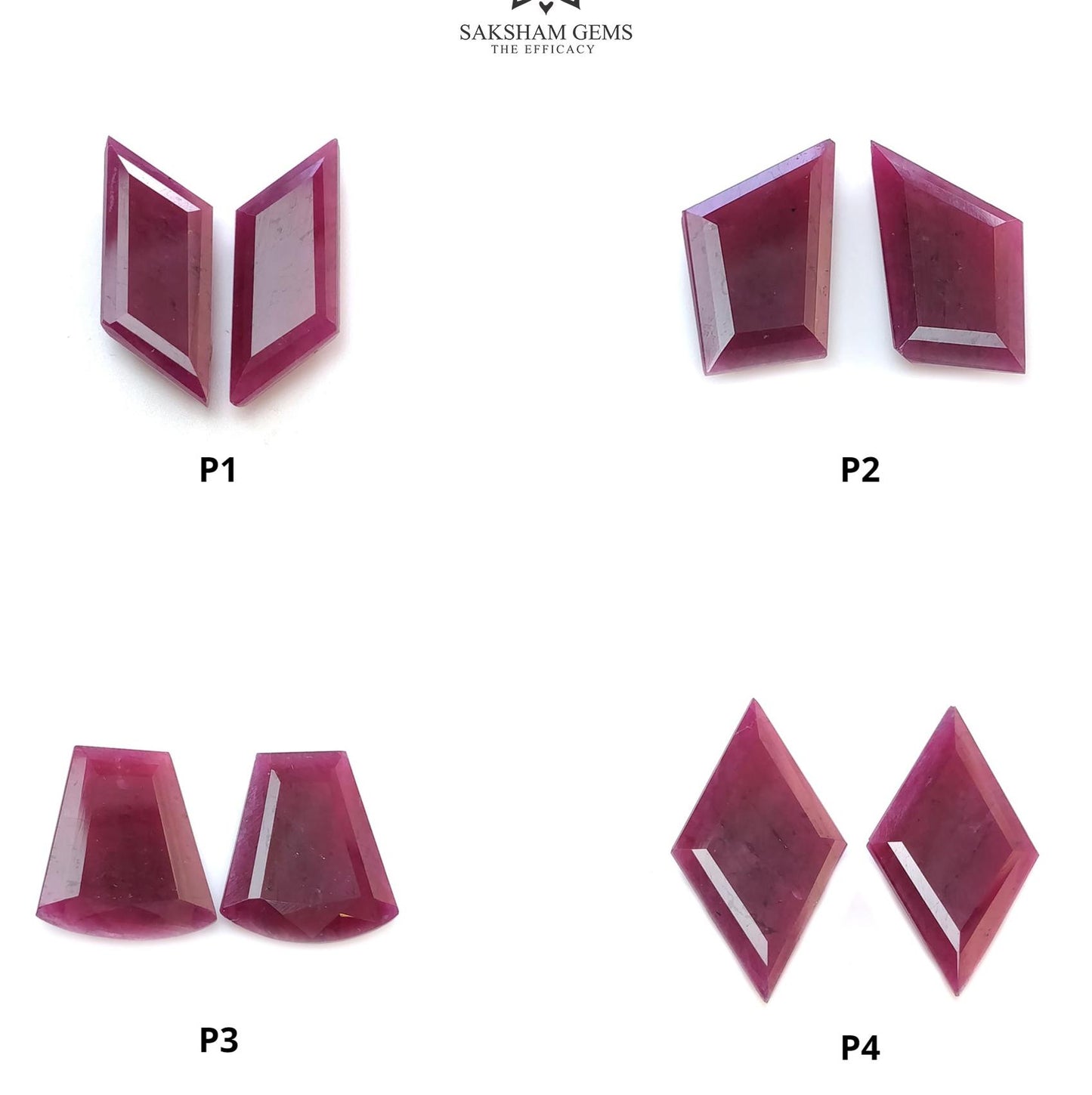 Ruby Gemstone Rose Normal Cut : Natural Untreated Unheated Red Ruby Marquise & Uneven Shape Pair