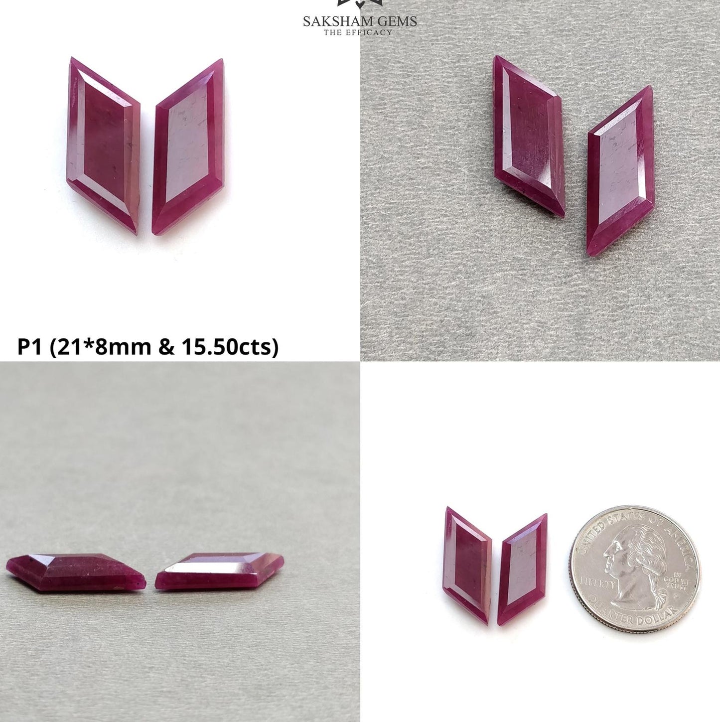 Ruby Gemstone Rose Normal Cut : Natural Untreated Unheated Red Ruby Marquise & Uneven Shape Pair