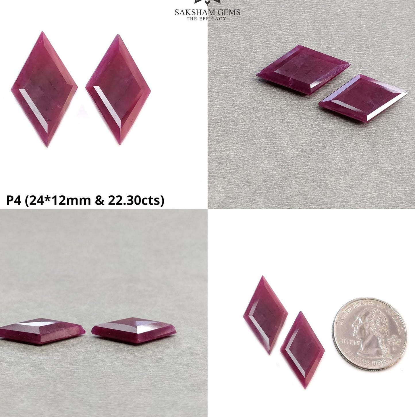 Ruby Gemstone Rose Normal Cut : Natural Untreated Unheated Red Ruby Marquise & Uneven Shape Pair