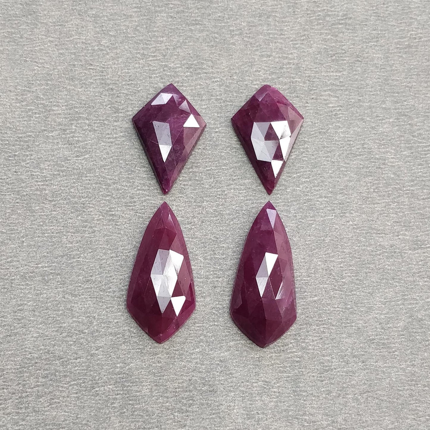 Ruby Gemstone Rose Cut : Natural Untreated Unheated Red Ruby Cushion & Uneven Shape Pair/Set