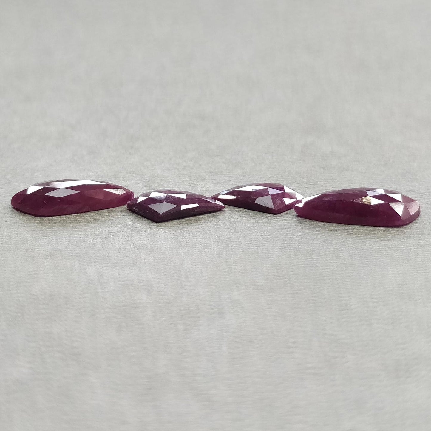 Ruby Gemstone Rose Cut : Natural Untreated Unheated Red Ruby Cushion & Uneven Shape Pair/Set