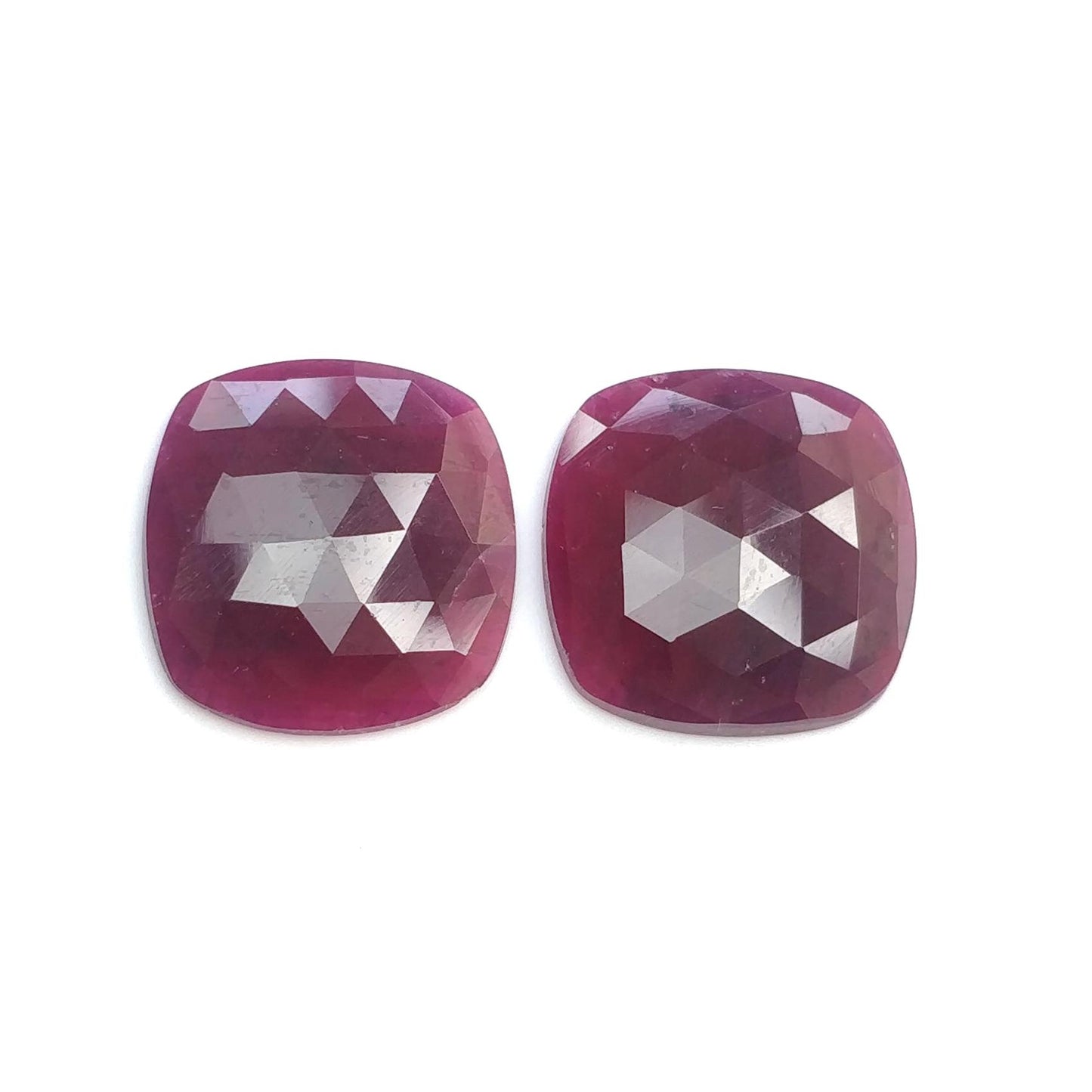 Ruby Gemstone Rose Cut : Natural Untreated Unheated Red Ruby Cushion & Uneven Shape Pair/Set