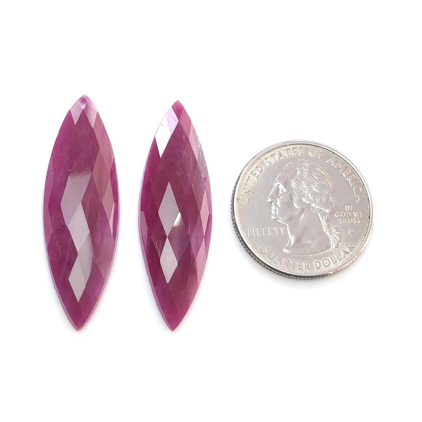 Ruby Gemstone Checker Cut : Natural Untreated Unheated Red Ruby Marquise Shape Pair