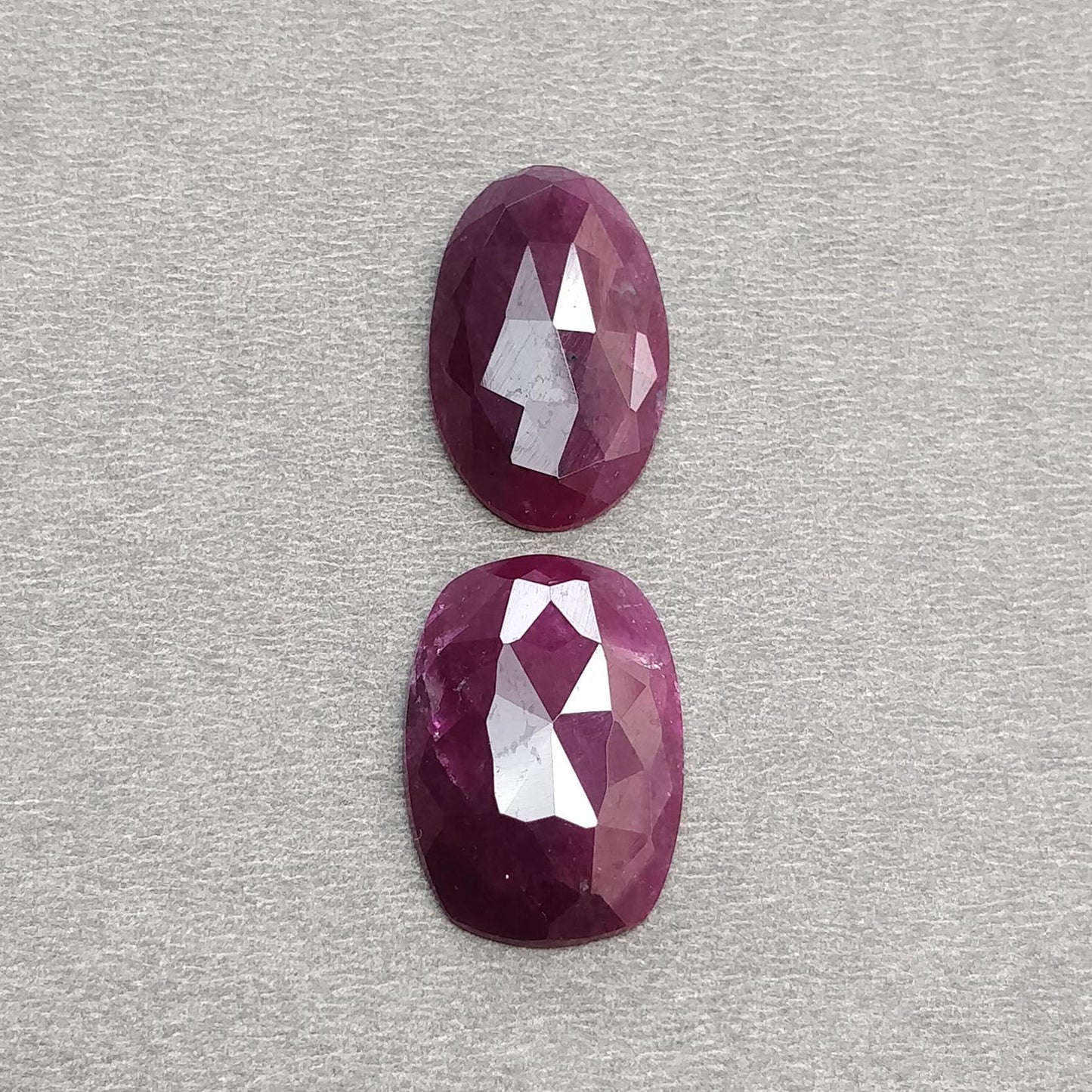 Ruby Gemstone Rose Step & Hammer Cut : Natural Untreated Unheated Red Ruby Hexagon Oval And Cushion Shape 2pcs Set
