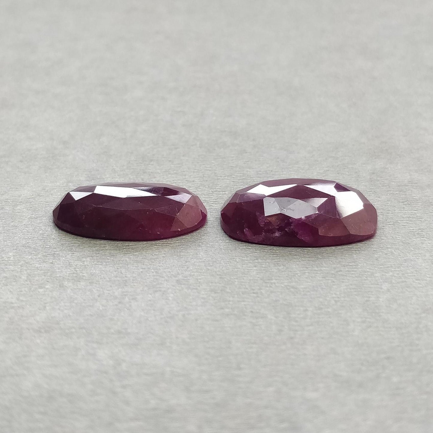 Ruby Gemstone Rose Step & Hammer Cut : Natural Untreated Unheated Red Ruby Hexagon Oval And Cushion Shape 2pcs Set