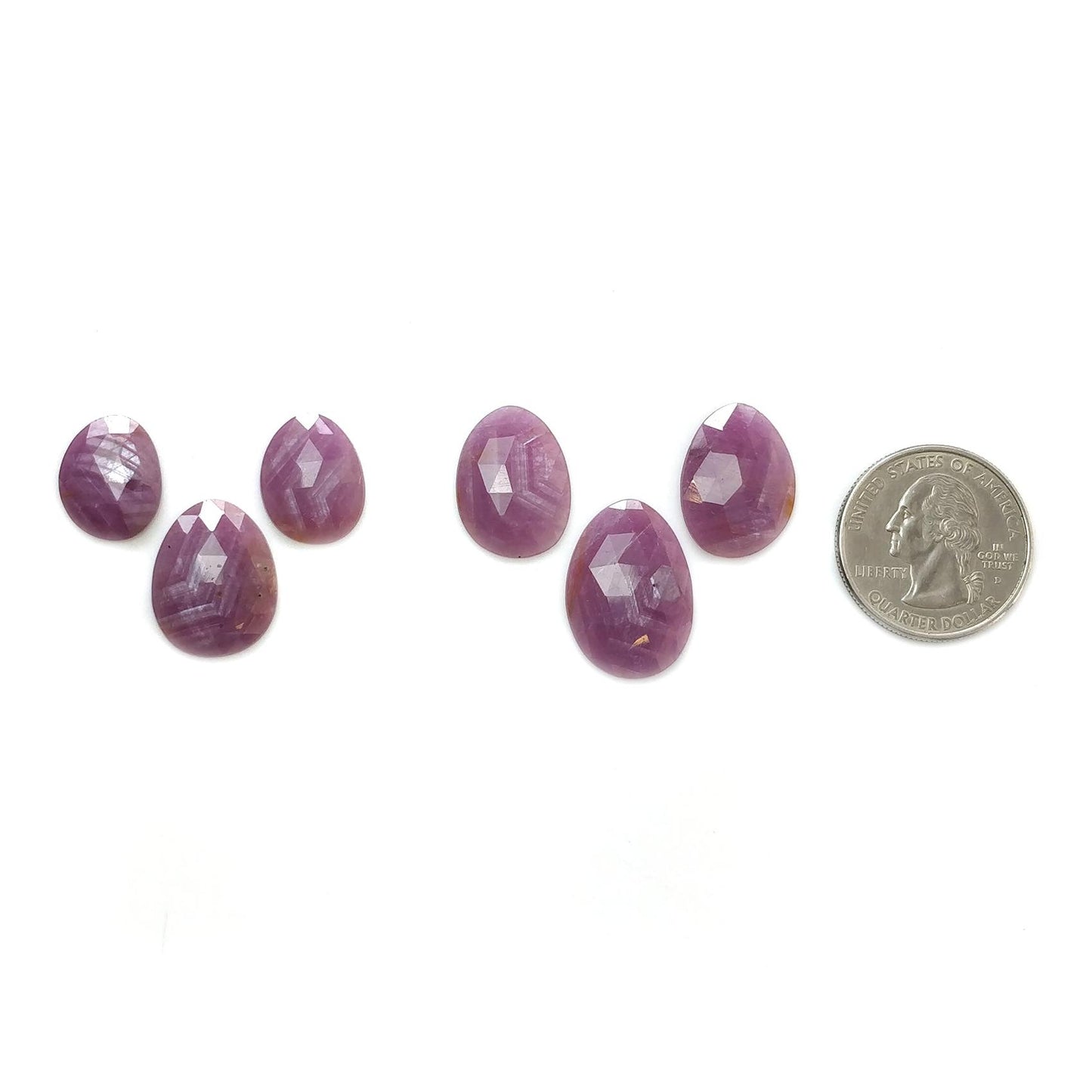 Sapphire Gemstone Rose Cut : Natural Untreated Unheated Raspberry Pink Sheen Sapphire Egg Shape 6pcs Set