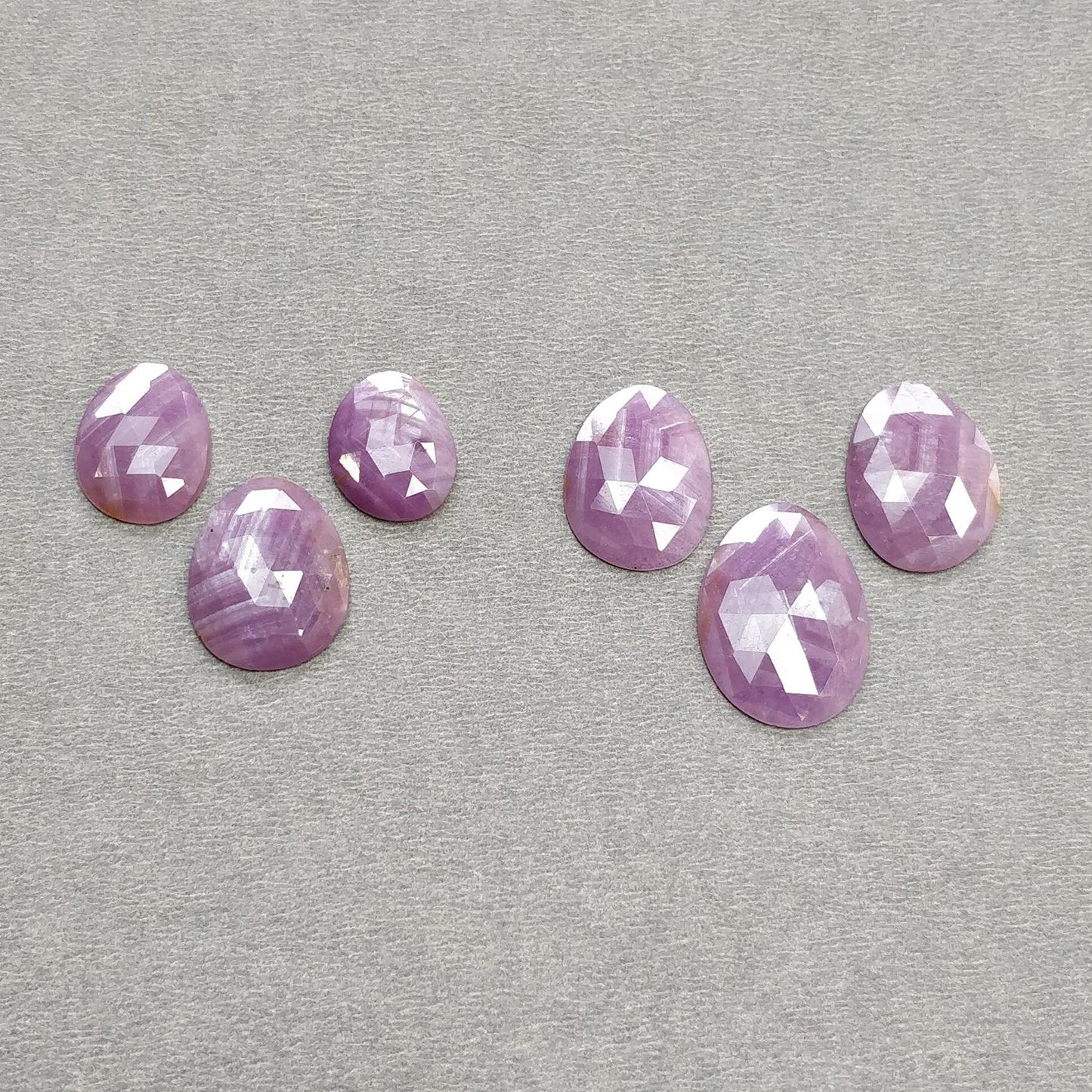 Sapphire Gemstone Rose Cut : Natural Untreated Unheated Raspberry Pink Sheen Sapphire Egg Shape 6pcs Set