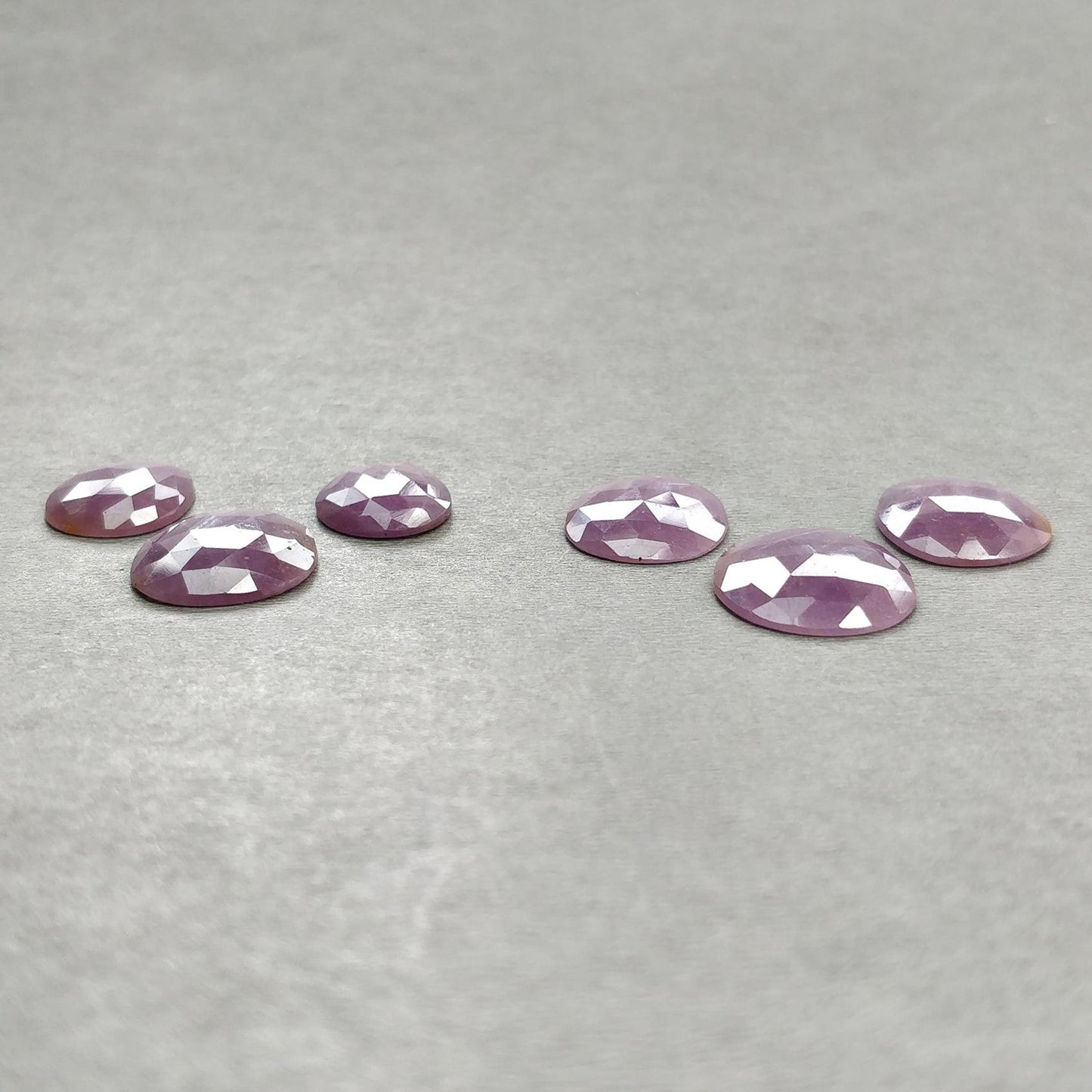 Sapphire Gemstone Rose Cut : Natural Untreated Unheated Raspberry Pink Sheen Sapphire Egg Shape 6pcs Set