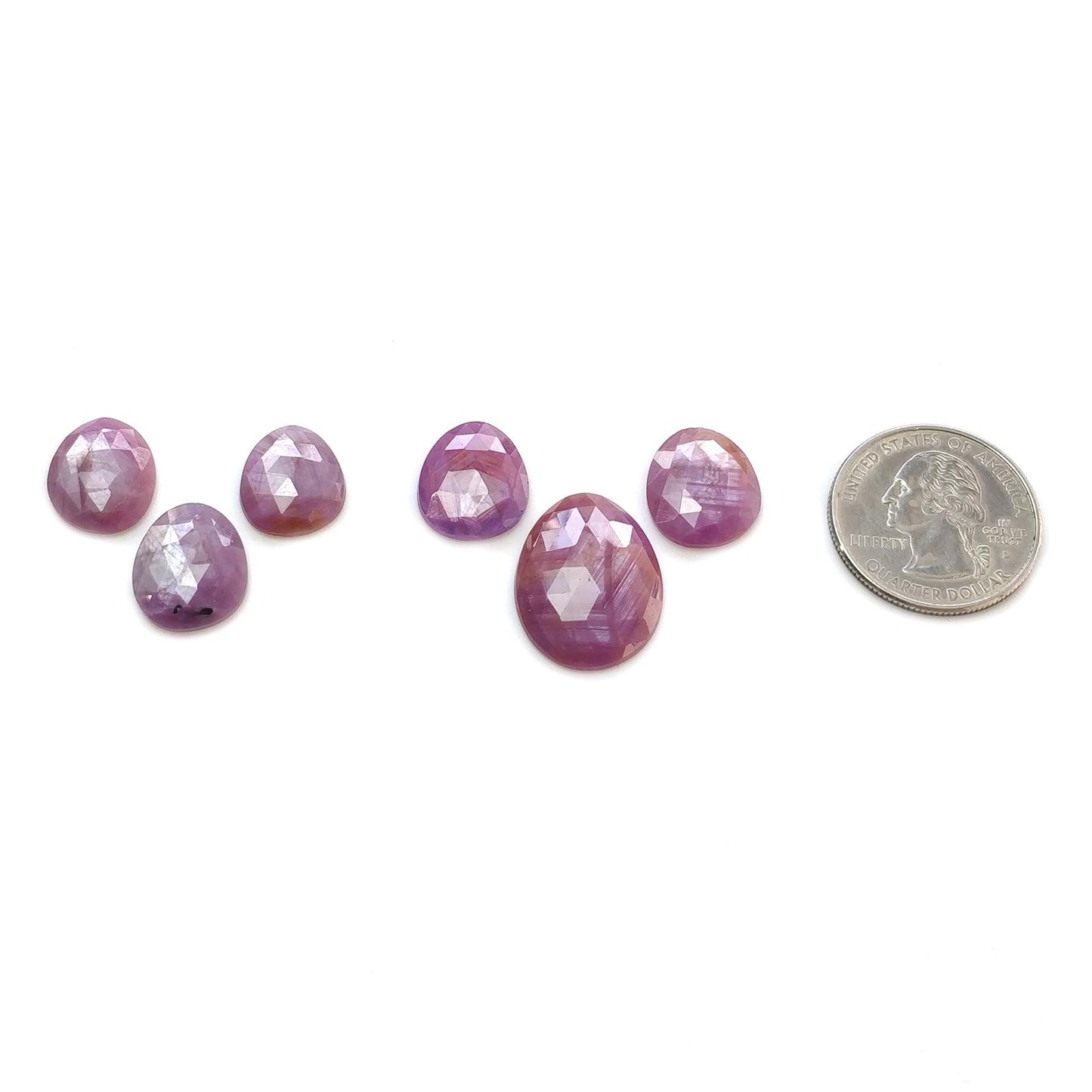 Sapphire Gemstone Rose Cut : Natural Untreated Unheated Raspberry Pink Sheen Sapphire Egg Shape 6pcs Set