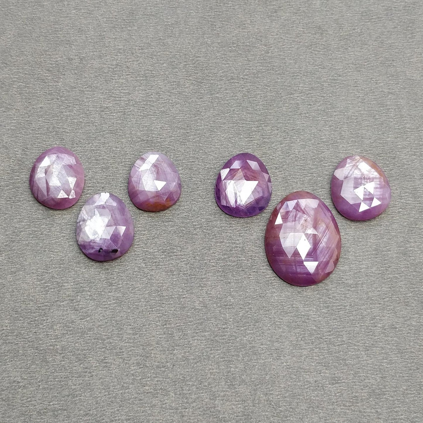 Sapphire Gemstone Rose Cut : Natural Untreated Unheated Raspberry Pink Sheen Sapphire Egg Shape 6pcs Set