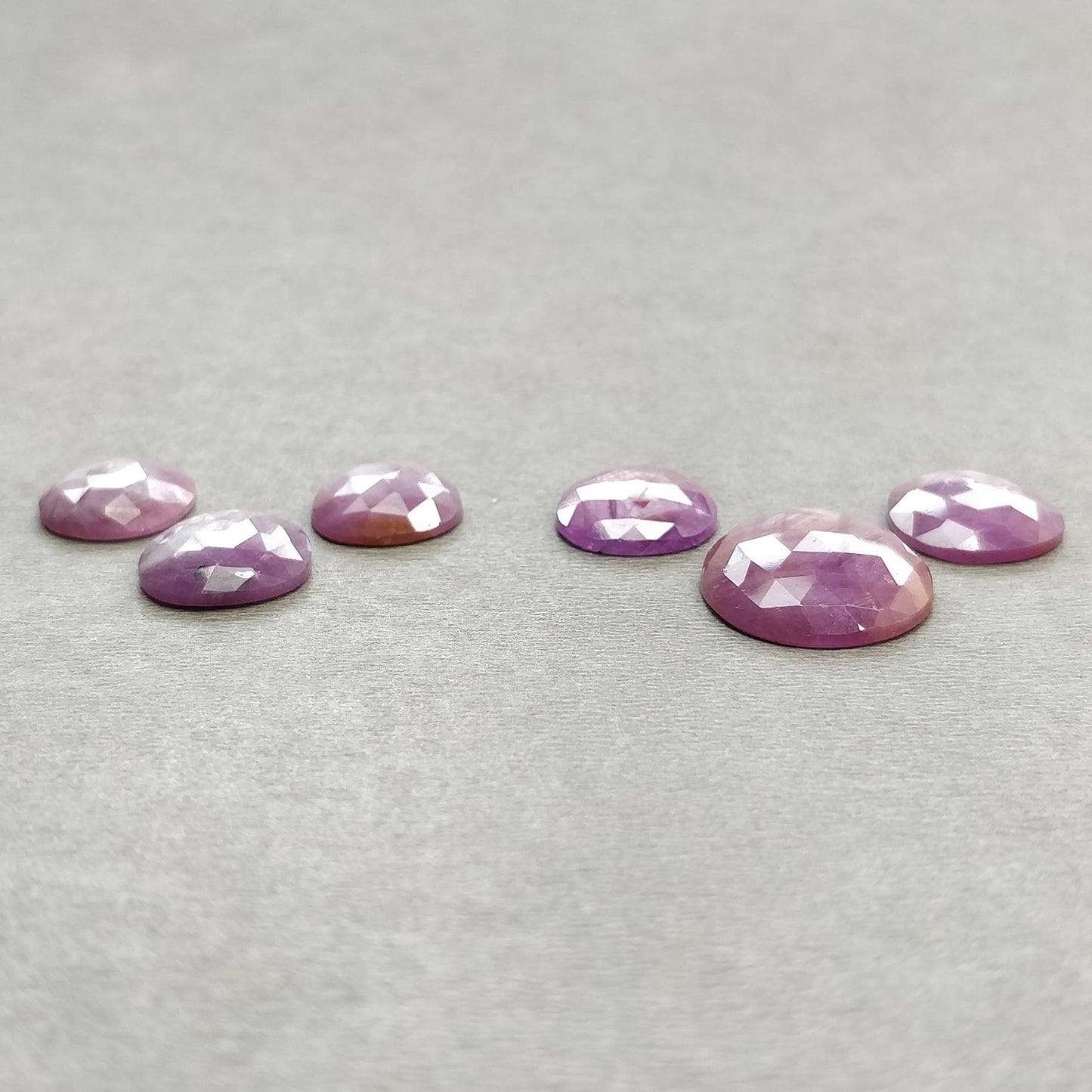 Sapphire Gemstone Rose Cut : Natural Untreated Unheated Raspberry Pink Sheen Sapphire Egg Shape 6pcs Set
