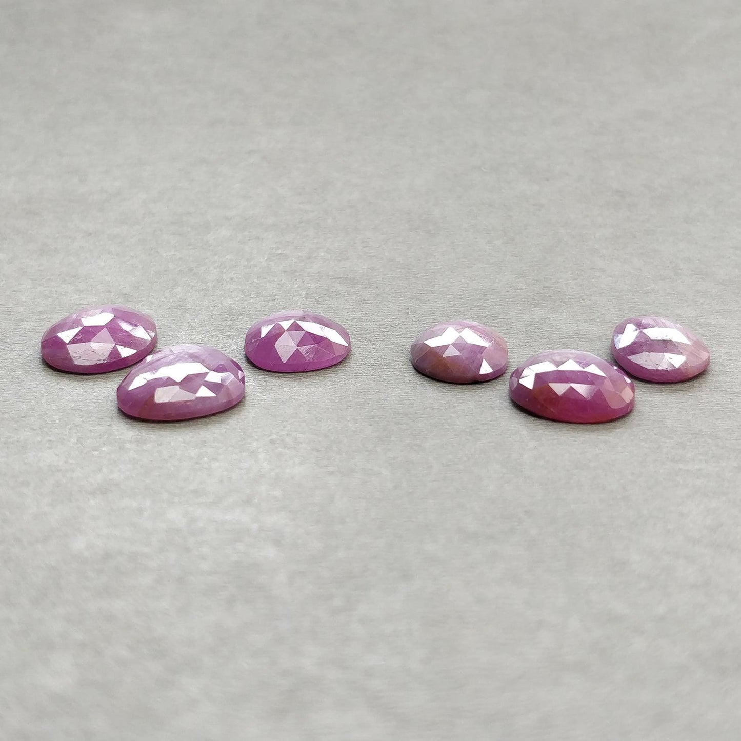 RUBY Gemstone Rose Cut : Natural Untreated Unheated Raspberry Sheen Ruby Egg Shape 6pcs Set