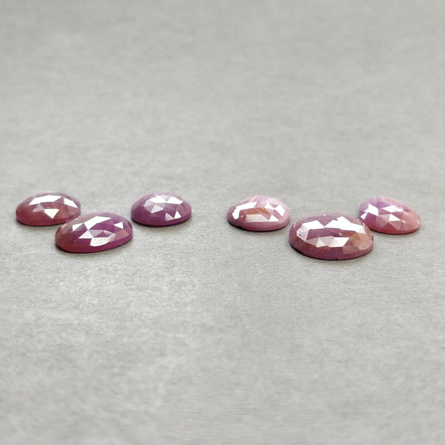 RUBY Gemstone Rose Cut : Natural Untreated Unheated Raspberry Sheen Ruby Egg Shape 6pcs Set