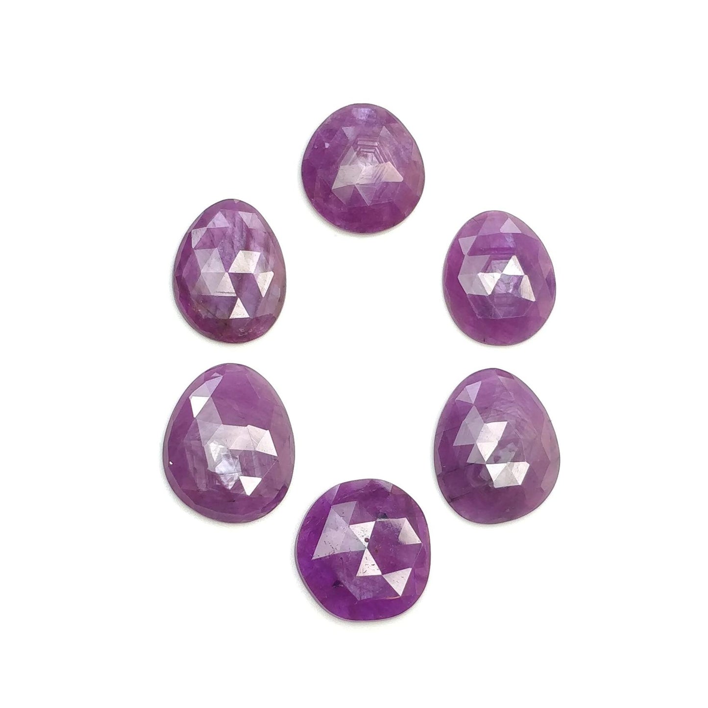 RUBY Gemstone Rose Cut : Natural Untreated Unheated Raspberry Purple Pink Ruby Egg Shape Set