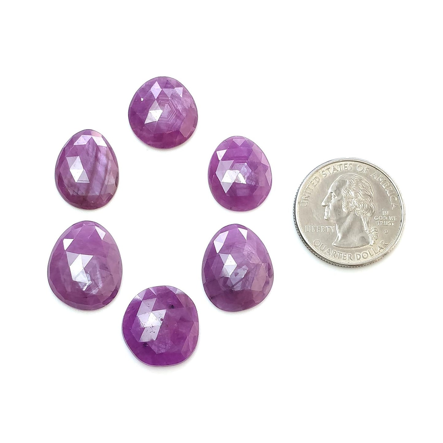 RUBY Gemstone Rose Cut : Natural Untreated Unheated Raspberry Purple Pink Ruby Egg Shape Set