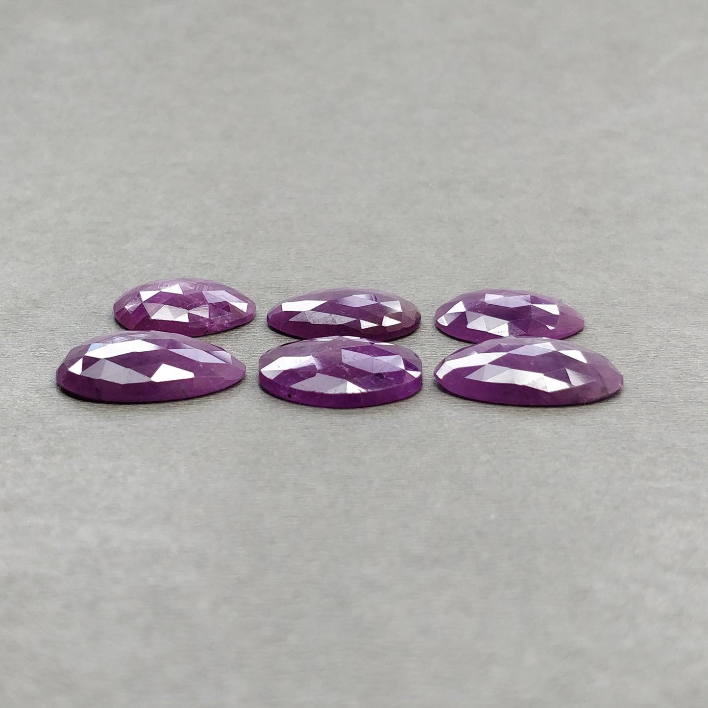 RUBY Gemstone Rose Cut : Natural Untreated Unheated Raspberry Purple Pink Ruby Egg Shape Set