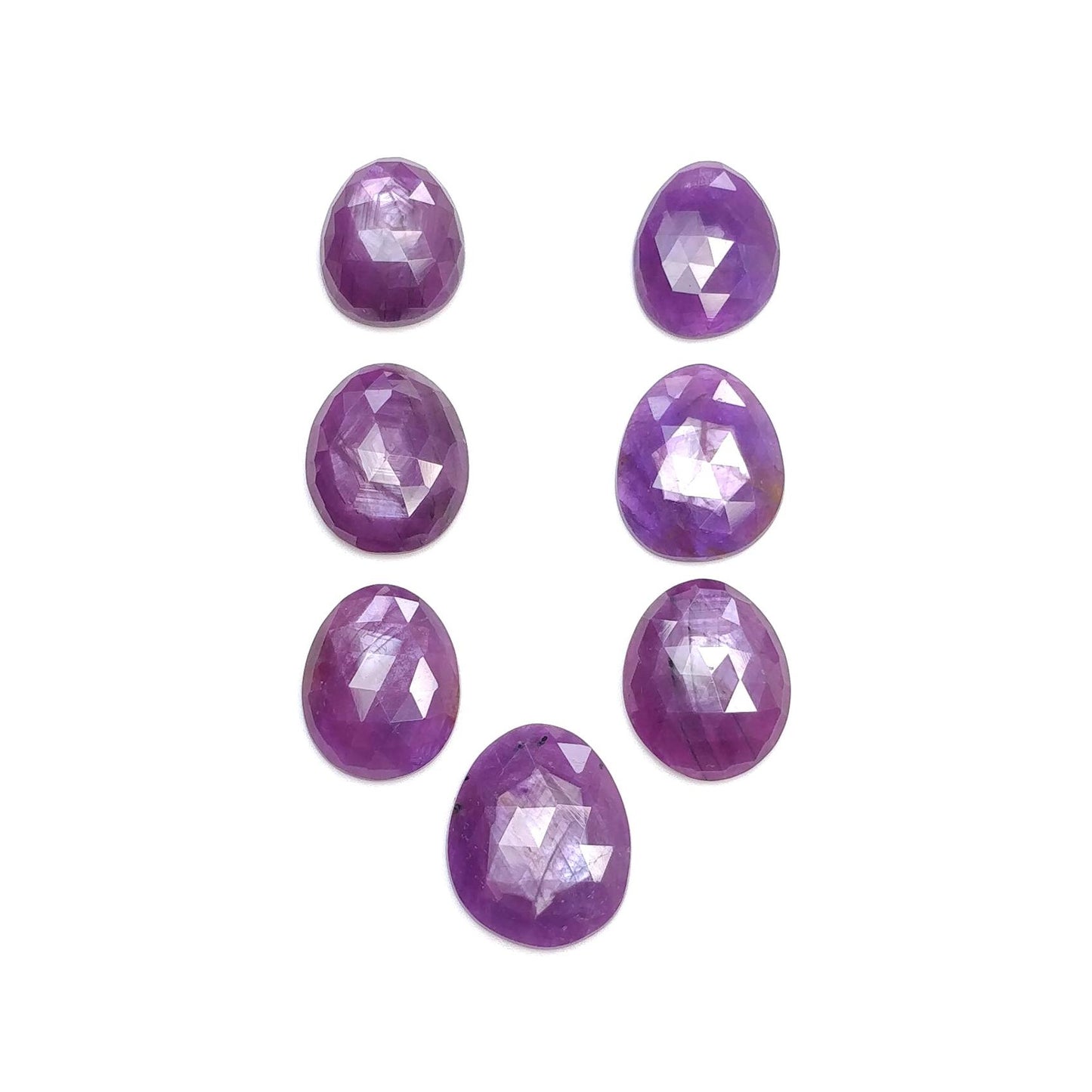 RUBY Gemstone Rose Cut : Natural Untreated Unheated Raspberry Purple Pink Ruby Egg Shape Set