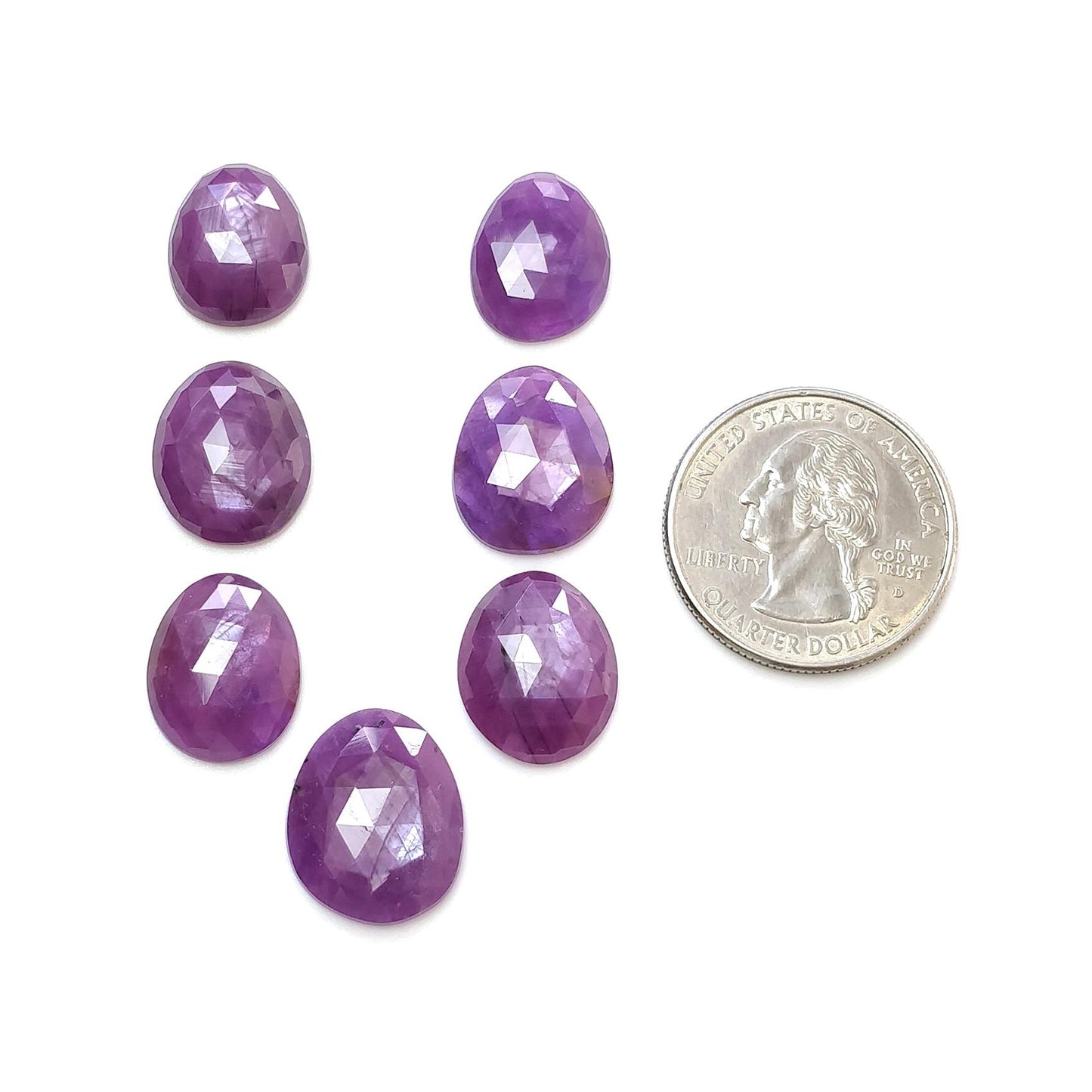 RUBY Gemstone Rose Cut : Natural Untreated Unheated Raspberry Purple Pink Ruby Egg Shape Set