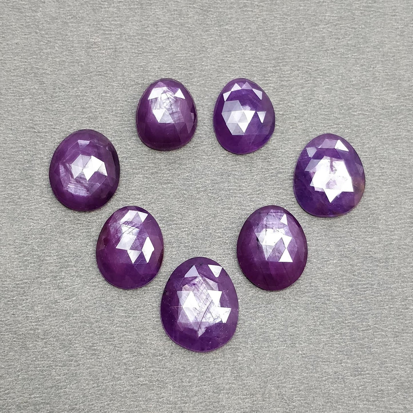RUBY Gemstone Rose Cut : Natural Untreated Unheated Raspberry Purple Pink Ruby Egg Shape Set
