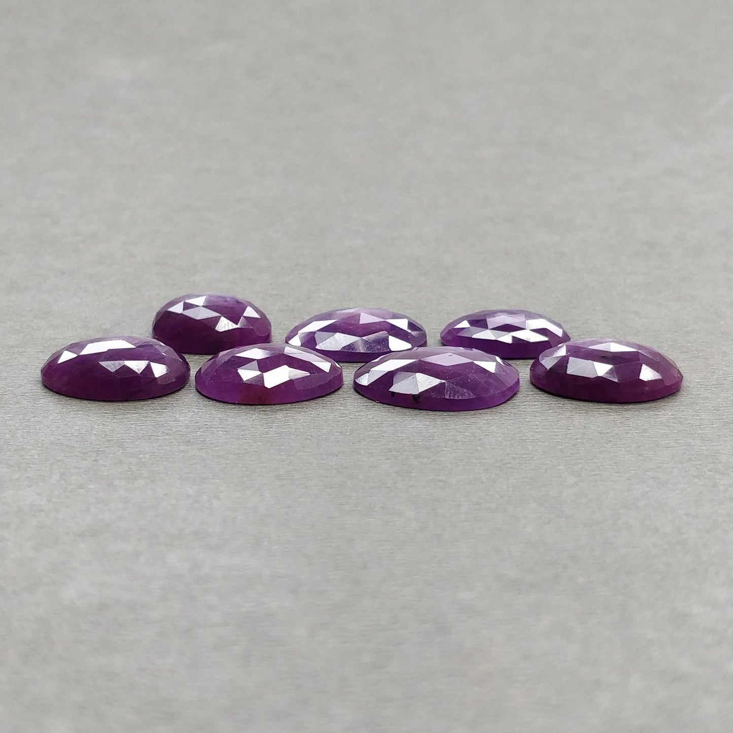 RUBY Gemstone Rose Cut : Natural Untreated Unheated Raspberry Purple Pink Ruby Egg Shape Set