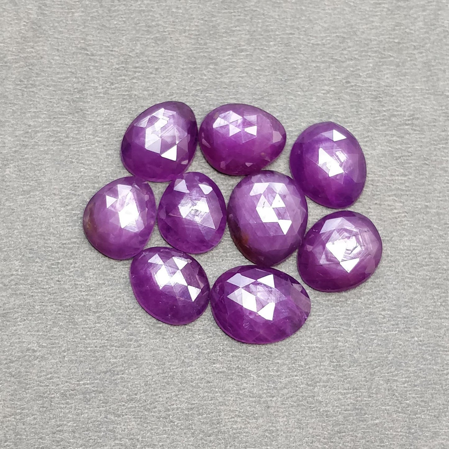 RUBY Gemstone Rose Cut : Natural Untreated Unheated Raspberry Purple Pink Ruby Egg Shape Set