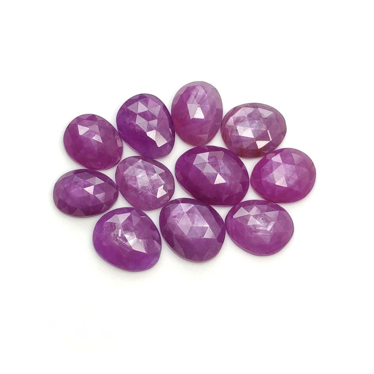 RUBY Gemstone Rose Cut : Natural Untreated Unheated Raspberry Purple Pink Ruby Egg Shape Set