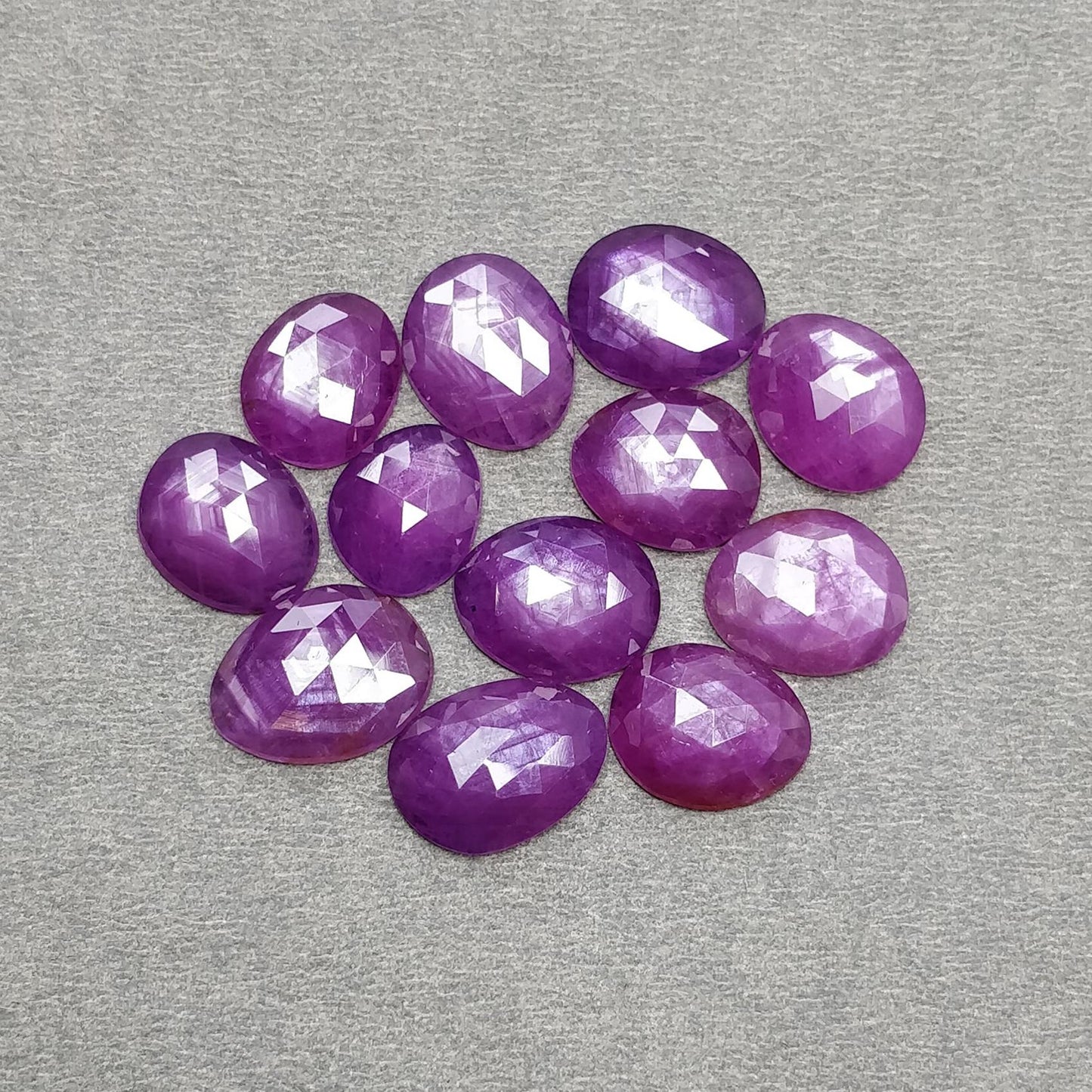 RUBY Gemstone Rose Cut : Natural Untreated Unheated Raspberry Purple Pink Ruby Egg Shape Set