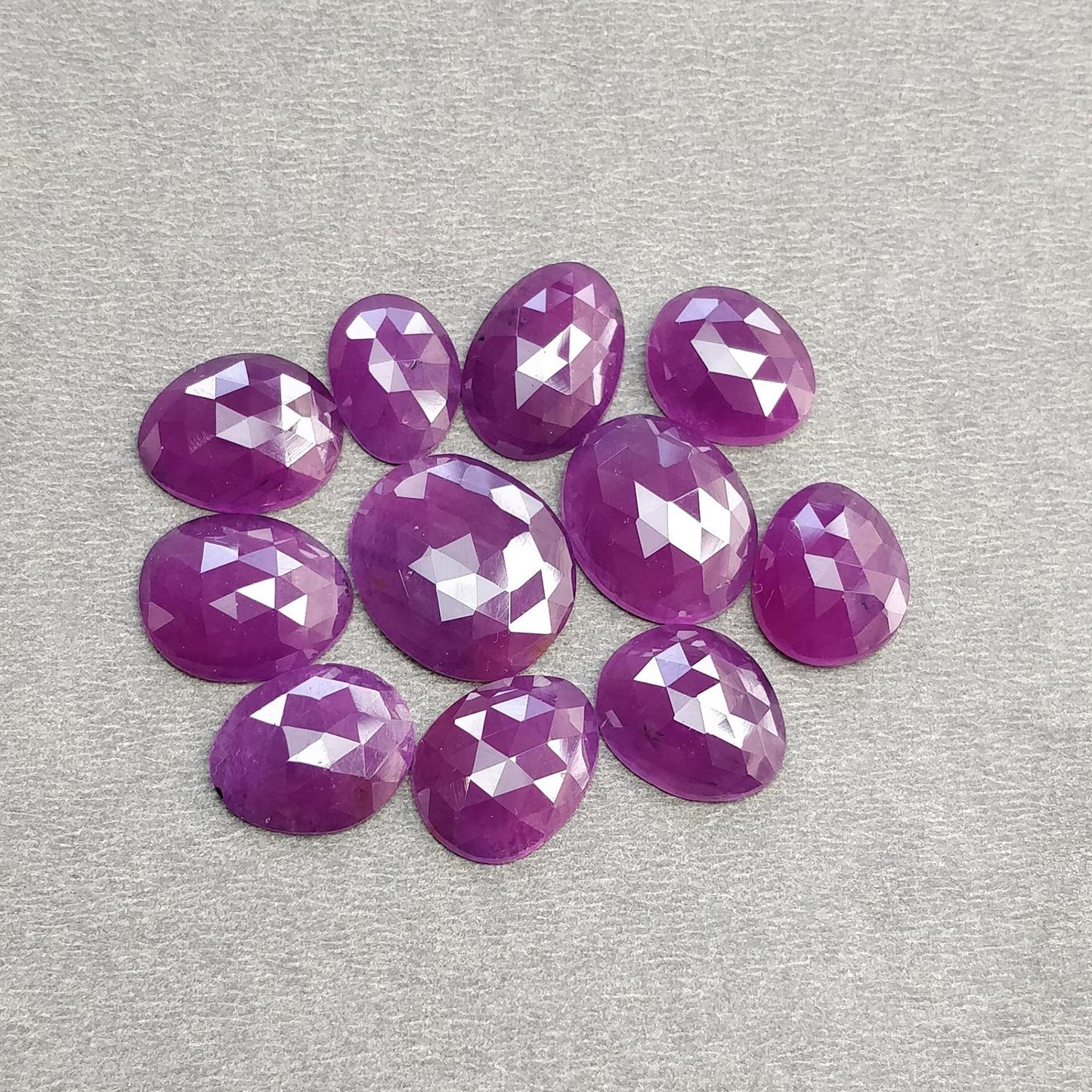RUBY Gemstone Rose Cut : Natural Untreated Unheated Purple Pink Ruby Egg Shape Set