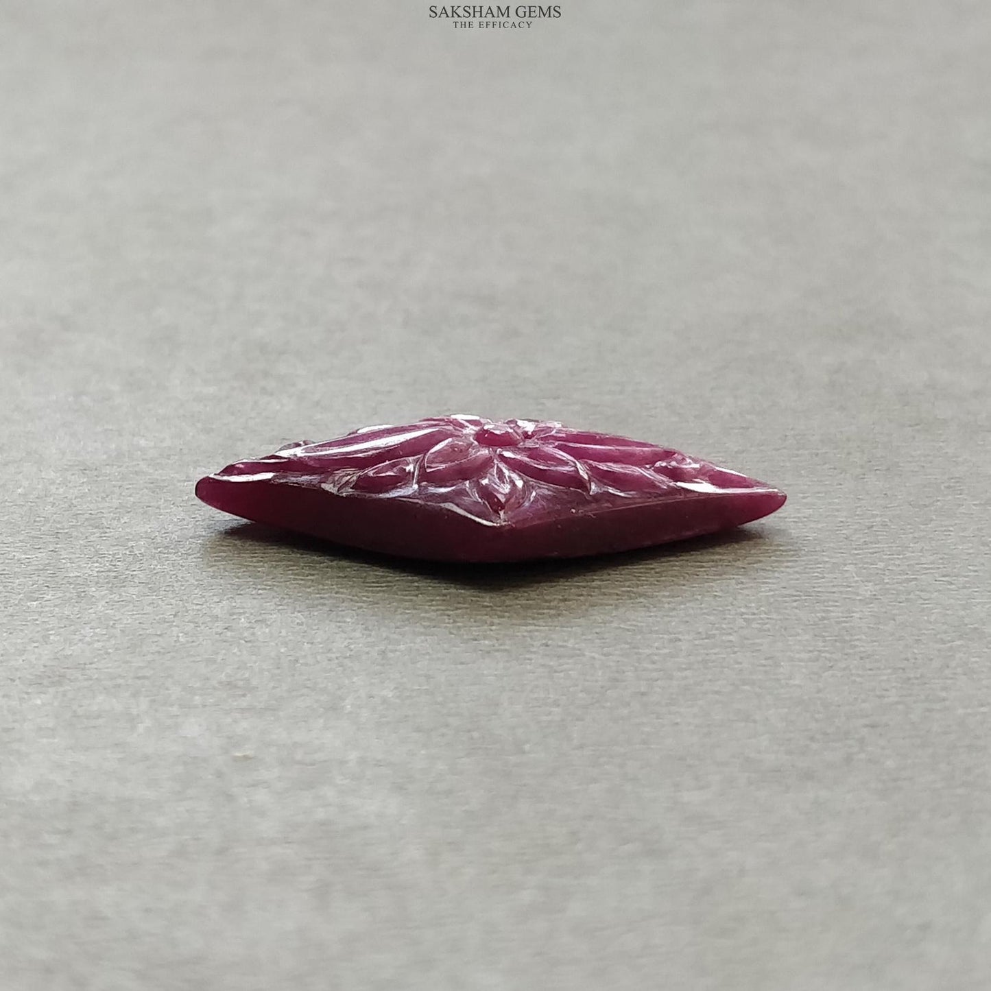 RUBY Gemstone Carving : 25.40cts Natural Untreated Unheated Red Ruby Floral Hand Carved Marquise Shape 33*19mm