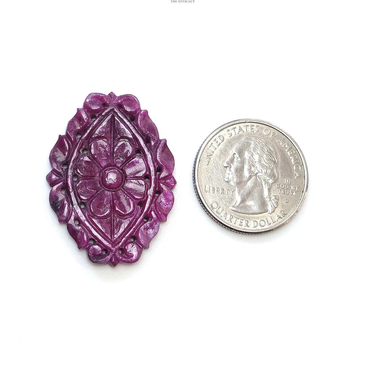 RUBY Gemstone Carving : 33.00cts Natural Untreated Unheated Red Ruby Floral Hand Carved Uneven Shape 36*26mm