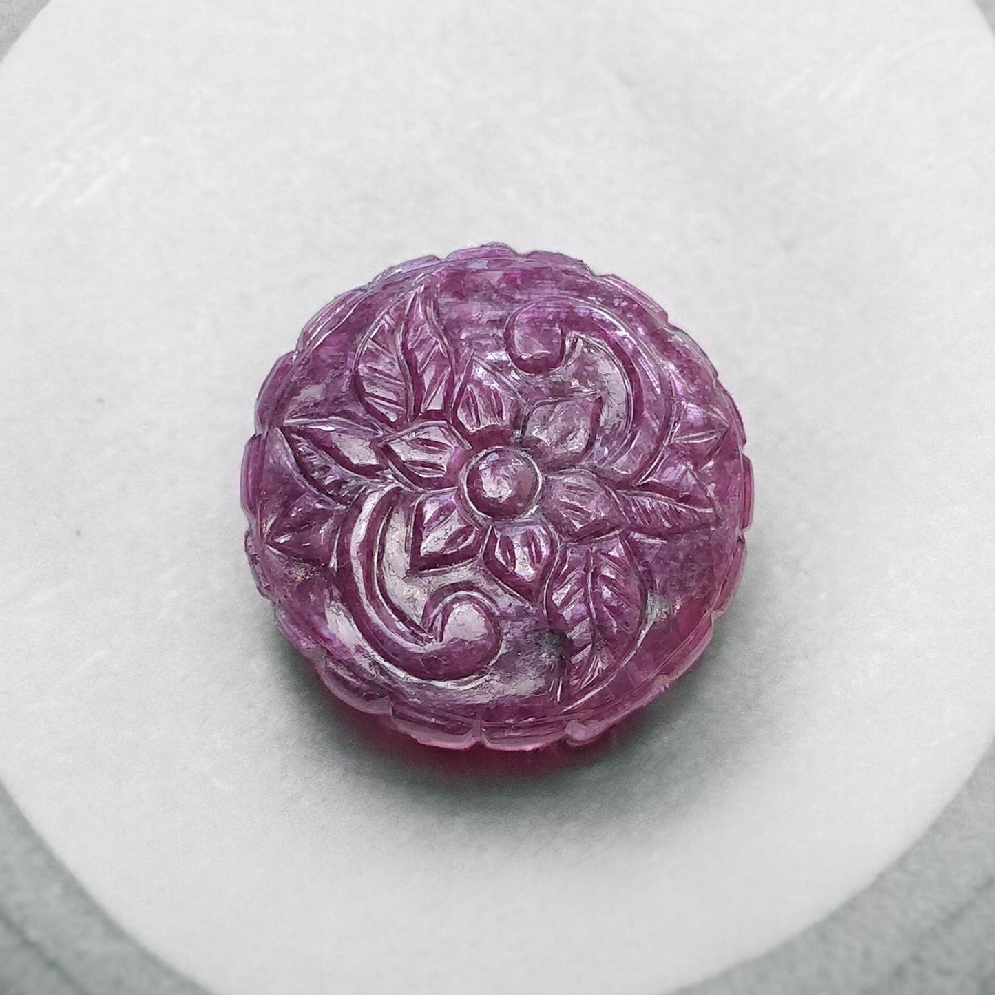 RUBY Gemstone Carving : 44.70cts Natural Untreated Unheated Red Ruby Hand Carved Round Shape 30mm