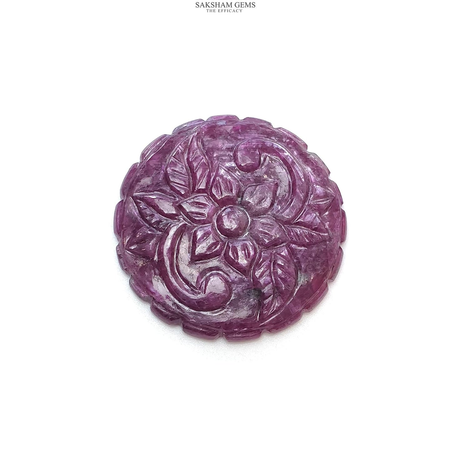 RUBY Gemstone Carving : 44.70cts Natural Untreated Unheated Red Ruby Hand Carved Round Shape 30mm