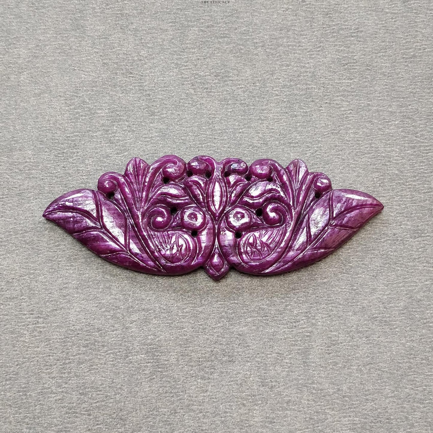 RUBY Gemstone Carving : 57.10cts Natural Untreated Unheated Red Ruby Floral Hand Carved Peacock 60*22mm
