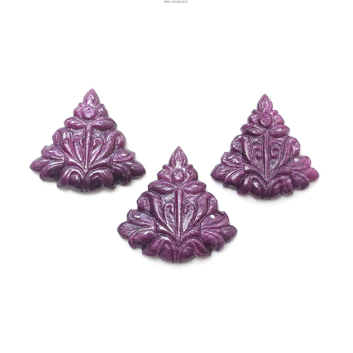 RUBY Gemstone Carving : 87.70cts Natural Untreated Unheated Red Ruby Hand Carved Triangle Shape 28*27mm - 30mm 3pcs