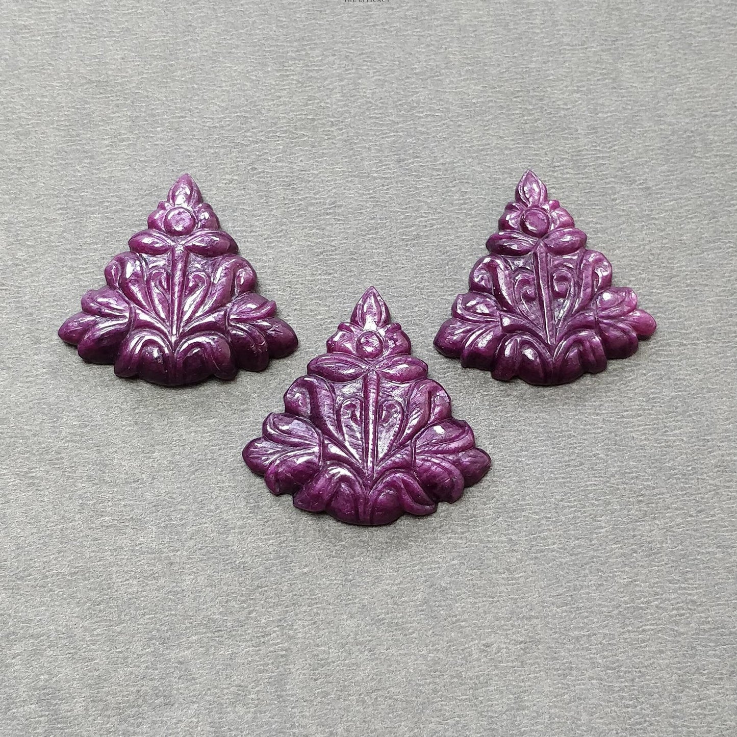 RUBY Gemstone Carving : 87.70cts Natural Untreated Unheated Red Ruby Hand Carved Triangle Shape 28*27mm - 30mm 3pcs