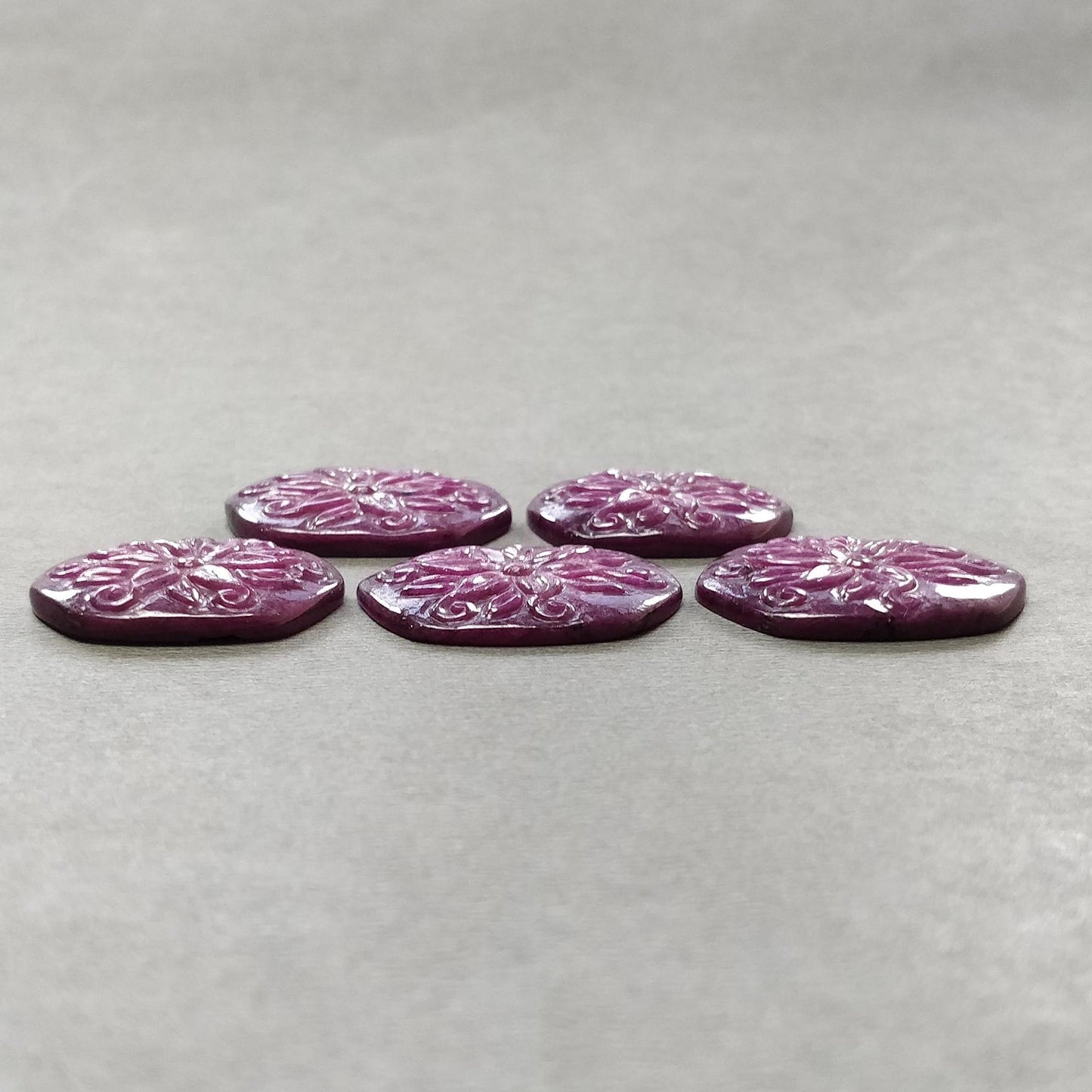 RUBY Gemstone Carving : 112.80cts Natural Untreated Unheated Red Ruby Hand Carved Hexagon Shape 25*20mm - 27*21mm 5pcs
