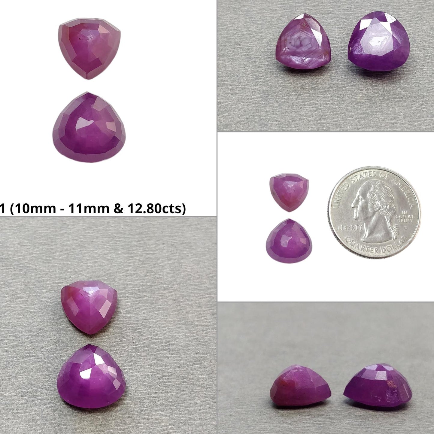 RUBY Gemstone Step Cut : Natural Untreated Unheated Raspberry Sheen Red Ruby Round Oval Triangle Shape Set