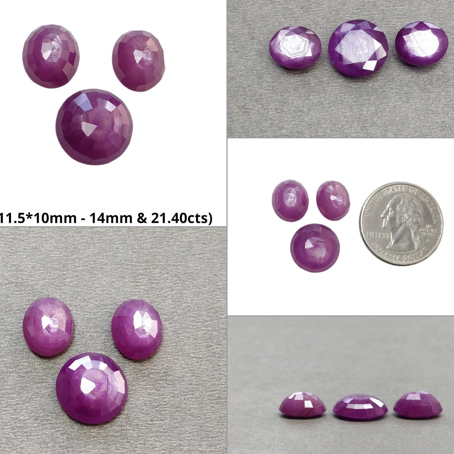 RUBY Gemstone Step Cut : Natural Untreated Unheated Raspberry Sheen Red Ruby Round Oval Triangle Shape Set