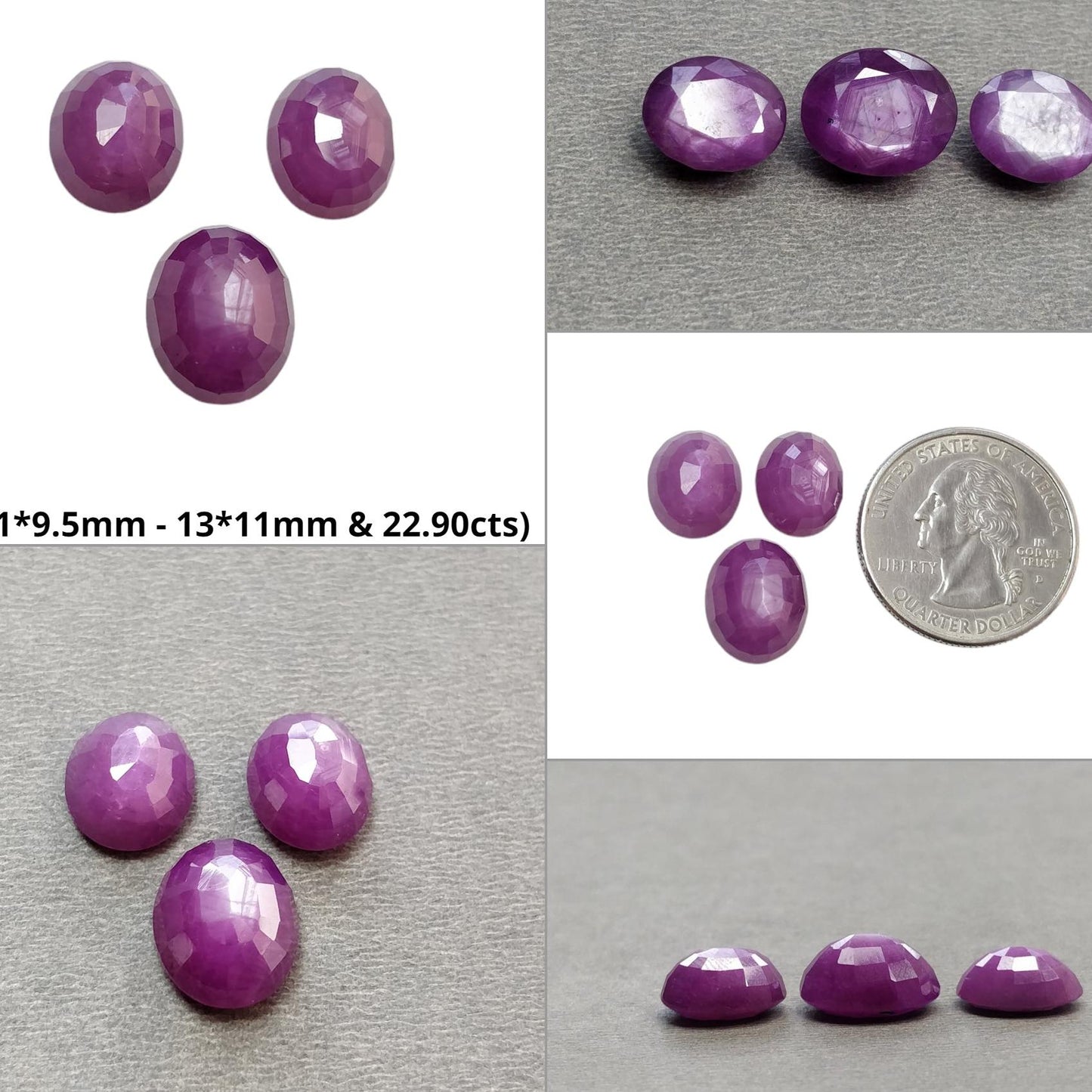 RUBY Gemstone Step Cut : Natural Untreated Unheated Raspberry Sheen Red Ruby Round Oval Triangle Shape Set