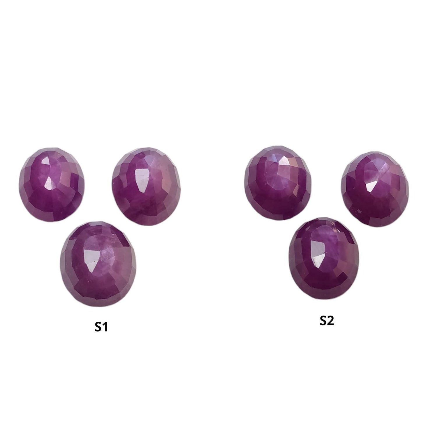RUBY Gemstone Step Cut : Natural Untreated Unheated Raspberry Sheen Red Ruby Oval Shape 3pcs Set
