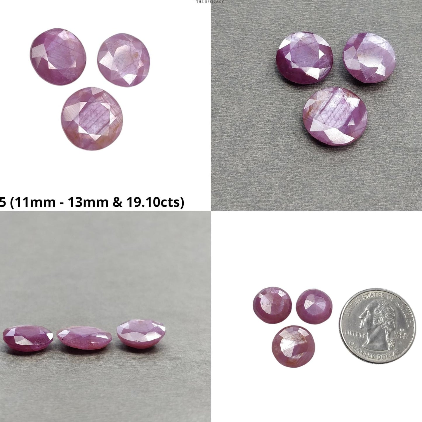 Sapphire Gemstone Normal Cut : Natural Untreated Unheated Raspberry Sheen Pink Sapphire Round Shape 3pcs