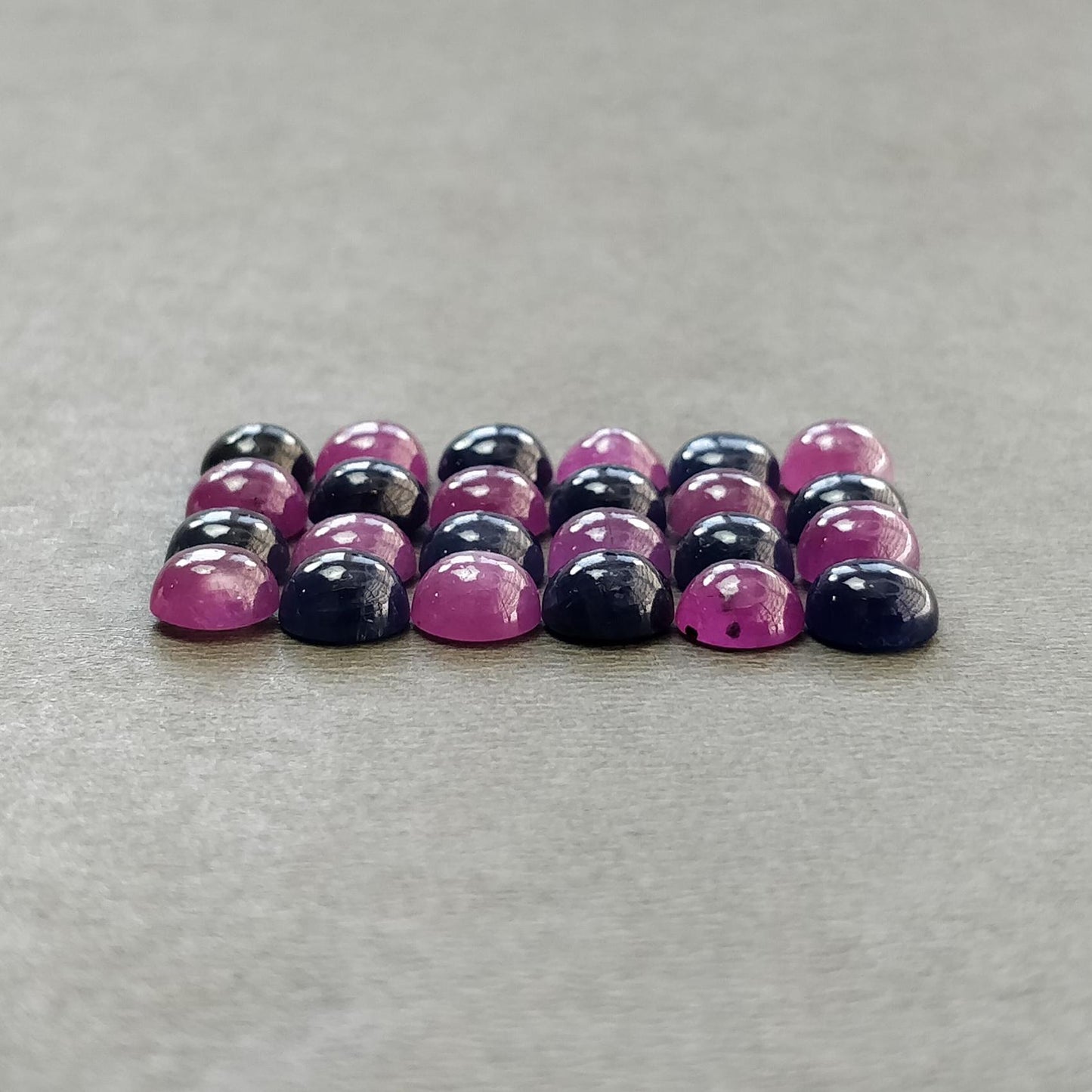 Ruby & Blue Sapphire Gemstone Cabochon : Natural Untreated Unheated Ruby Sapphire Round Shape 6mm 24pcs Lot For Jewelry