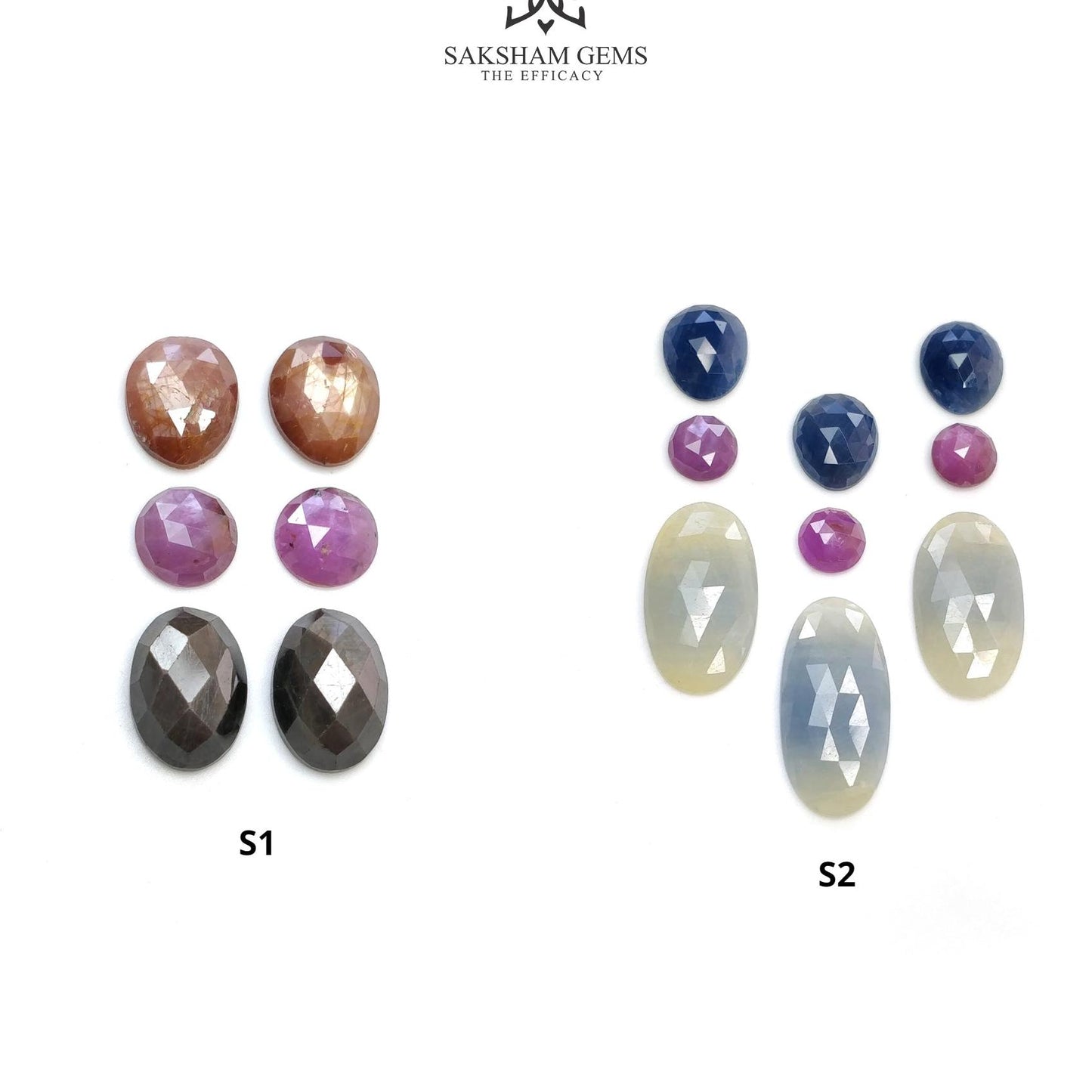 Multi Sapphire Gemstone Rose Cut : Natural Untreated Unheated Sapphire Multi Color Oval Round Egg Shape Set
